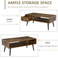 HOMCOM Mid-Century Modern Coffee Table Side Desk with 1 Drawer 1 Open Storage Shelf, for Living Room Bed Room(m-5)