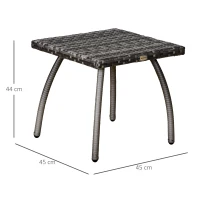 Outsunny Patio Rattan Coffee Table Outdoor All Weather Wicker Side Table Furniture for Garden Balcony Poolside Small Place Grey(m-3)