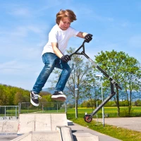 HOMCOM OUTDOOR PUSH STUNT SCOOTER 2 WHEEL FIXED BAR 360 DEGREE STREET KIDS CHILDREN ADULTS Black(m-2)