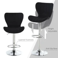 HOMCOM 2 Pieces Bar Stools Adjustable Height Dining Chair with/ Footrest for Home Pub, Black(m-5)