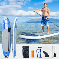 HOMCOM Inflatable Surfboard Paddle Board Foldable Floating Air Pump w/ Repair Kit 305cm(m-2)