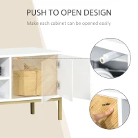 HOMCOM Modern TV Stand Cabinet for TVs up to 60'' Flat Screen with Metal Legs and Cable Hole, Entertainment Center with 2 Cupboards and Storage Shelf, Home and Office(m-4)