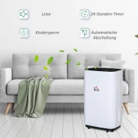 HOMCOM Luftentfeuchter Raumgröße 16-20㎡ 20L/24h elektrisch Raumentfeuchter 4000ml Entfeuchter gegen Feuchtigkeit mit Rollen für Badezimmer Wohnzimmer Schlafzimmer ABS Weiß 33,5 x 23 x 57 cm(m-6)