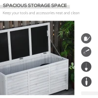 Outsunny Garden Wooden Storage Container Box Multipurpose Outdoor Patio Furniture w/ Chains for Outdoor Garden Tools and Pool Toys, White(m-4)