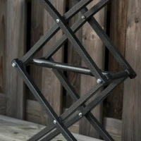 OUTSUNNY Outdoor Patio Coffee Table, Folding Side Table Height Adjustable Metal Frame for Balcony, Deck, Black and White(m-5)