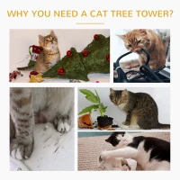 PawHut Plush Cat Tree Tower Activity Center with Sisal Scratching Posts Perch Condo,Beige(m-7)
