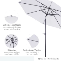 Outsunny Chapéu de Sol de Jardim Ø295x250cm com Manivela Chapéu de Sol Exterior com Mecanismo de Inclinação e Mastro Desmontável de Metal para Terraço Piscina Pátio Branco(m-7)