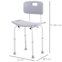 HOMCOM Shower Chair Bath Stool Bathtub Bench with Adjustable Seat Height Back Non-slip Feet for Elderly Pregnant Injured(m-3)