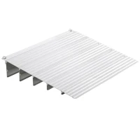 HOMCOM 5'' Wheelchair Ramp Aluminum Threshold Mobility with Adjustable Height for Scooter Power Chair 700lbs Silver(m-1)