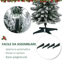 HOMCOM 1.8m Artificial Flocked Christmas Tree Pencil Silm Style Snow Tipped Tree Easy Assembly with Foldable Base for Indoor Holiday Decoration(m-4)