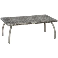 Outsunny PE Wicker Rattan Garden Coffee Table - Mixed Grey(m-1)