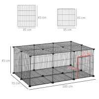 PawHut Pet Playpen DIY Small Animal Cage Metal Fence with Door, 22 Pieces, for Bunny Chinchilla Hedgehog Guinea Pig(m-3)