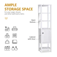 HOMCOM Freestanding Bathroom Tall Storage Cabinet Organizer Tower with Shelves & Compact Design, White(m-4)