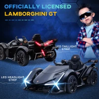 HOMCOM 12V Electric Cars for Kids Ride On Sports Car with Parental Remote, Bluetooth, Horn, Music & LED Headlights Taillights for 3-6 Years, Black(m-7)