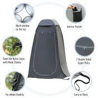 OUTSUNNY Pop Up Camping Shower Tent Portable Dressing Changing Room Black(m-4)