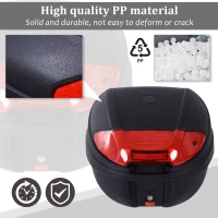 HOMCOM Motorcycle Tail box 30L Top Case Motorbike Trunk Helmet Carrier Luggage Helmet Storage Mount Rack w/ Keys(m-4)