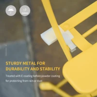 Outsunny 3pc Garden Table Set Foldable Dining Set with 1 Round Table and 2 Chairs Backyard Outdoor, Yellow(m-7)