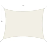 Outsunny Rectangle 3x4m Sun Sail Shade Garden UV Block Sunshade Outdoor Canopy Patio Lawn Shelter Cream White(m-3)