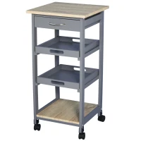 HOMCOM Kitchen Island Rolling Trolley Utility Serving Cart with Drawer and wheels, for Living Room and Dining Room, Grey(m-1)