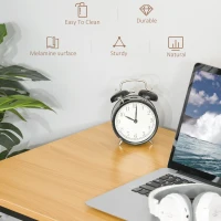 HOMCOM Computer Table with 2-Tier Shelves Home Office Workstation Desk Adjustable Feet, Beech Wood Color(m-12)