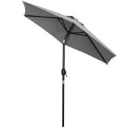 Outsunny Φ2.3m Patio Sun Umbrella Outdoor Market Table Parasol w/ Adjustable Angle 6 Ribs for Garden Backyard Pool Light Gray(m-1)