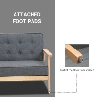 HOMCOM Modern 2-Seat Loveseat Sofa Linen-Touch Fabric Upholstered Tufted Couch with Rubberwood Legs(m-6)