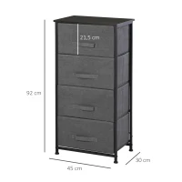 HOMCOM Fabric Dresser Organizer with 4 Drawers Steel Frame Wood Top Storage Tower(m-3)