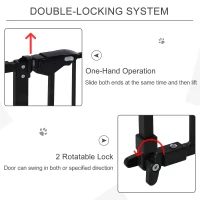 PawHut Dog Gate Stair Gate Pressure Fit Pets Barrier Auto Close for Doorway Hallway, 74-148cm Wide Adjustable, Black(m-4)