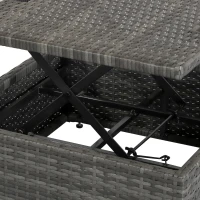 Outsunny 4 Piece Outdoor Rattan Wicker Sofa Set Adjustable Conopy & Coffee Table Sectional Patio Conversation Furniture Set w/ Cushions Grey(m-9)