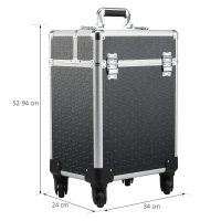 HomCom Large Professional MUA Vertical Rolling Full Makeup Travel Train Case - Black(m-3)