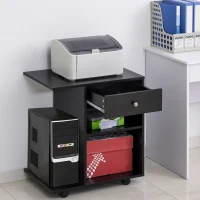 Vinsetto Mobile Printer Stand Rolling Cart Desk Side with CPU Stand Drawer Adjustable Shelf and Wheels Black(m-7)