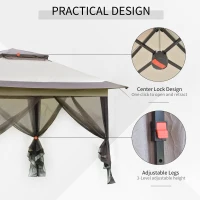 Outsunny 3.64 x 3.64m Pop-up Gazebo Removable Side Walls Foldable Party Tent Instant Canopy Sun Shade Gazebo Shelter Steel Frame Oxford w/ Roller Bag(m-4)