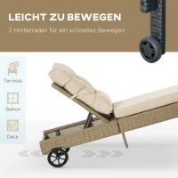 Outsunny ligbed rotan look naturel + kaki 200 x 66 x 92 cm(m-5)