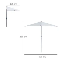 Outsunny 3(m) Round Parasol 8 Steel Ribs Construction Garden Outdoor Umbrella w Zink Alloy Crank & Tilt Function Cream(m-3)