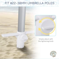 Outsunny Beach Umbrella Sand Anchor Stand Holder with 3-Tier Screw, One Size Fits All, White(m-5)