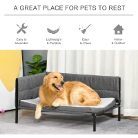 PawHut Raised Dog Bed for Medium-Sized Pet Metal Frame PP Cotton Sponge Cushion Grey 93.5 cm x 69 cm x 48.5 cm(m-4)