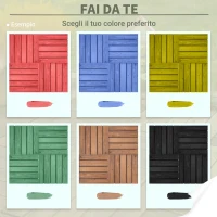 Outsunny 27 Pcs Floor Tiles Interlocking Solid Wood DIY Deck Tiles Indoor Outdoor Flooring(m-8)