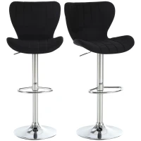 HOMCOM 2 Pieces Bar Stools Adjustable Height Dining Chair with/ Footrest for Home Pub, Black(m-1)