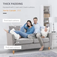 HOMCOM Double Seat Sofa 2 Seater Compact Loveseat Couch Linen Upholstery Armrest Living Room Furniture(m-5)