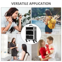 HOMCOM Large Professional MUA Vertical Rolling Full Makeup Travel Train Case - Black(m-7)