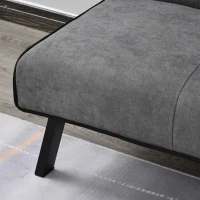 HOMCOM Sofa Bed Adjustable Back Velvet-Touch Padded Single Bed Recliner w/ Metal Feet Home Guest Comfort Compact Seat Furniture Grey(m-5)