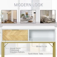 HOMCOM Console Sofa Table Modern Hallway Desk with Drawers Storage Shelves for Entryway Living Room Bedroom White and Gold(m-4)