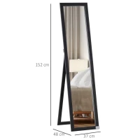 HOMCOM Full Length Mirror Floor Standing or Wall-Mounted, Rectangle Dressing Mirror for Bedroom, Living Room, Black(m-3)