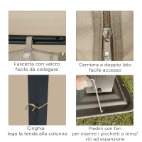 Outsunny Gazebo da Giardino 4x3m in Alluminio e Acciaio con Zanzariera e 4 Tende in Poliestere, Marrone(m-6)