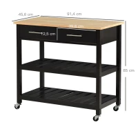 HOMCOM Modern Rolling Kitchen Island on Wheels Trolley Utility Cart Serving Buffet with Shelves for Dining Room(m-3)