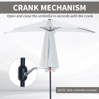 Outsunny 3(m) Round Parasol 8 Steel Ribs Construction Garden Outdoor Umbrella w Zink Alloy Crank & Tilt Function Cream(m-4)