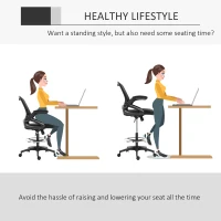 Vinsetto Adjustable Drafting Chair Tall Office Chair Ergonomic Mesh Back with Flip-up Armrest and Footrest, 360° Swivel, Black(m-5)