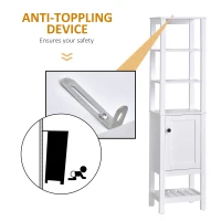 HOMCOM Freestanding Bathroom Tall Storage Cabinet Organizer Tower with Shelves & Compact Design, White(m-5)