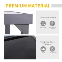 Outsunny 160cm Extendable Garden Dining Table Four Persons Tempered Glass Top Indoor Outdoor(m-6)