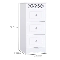 HOMCOM Wooden Three Drawers Storage Unit Floor Cabinet Bathroom Organiser Carved Bar White(m-3)
